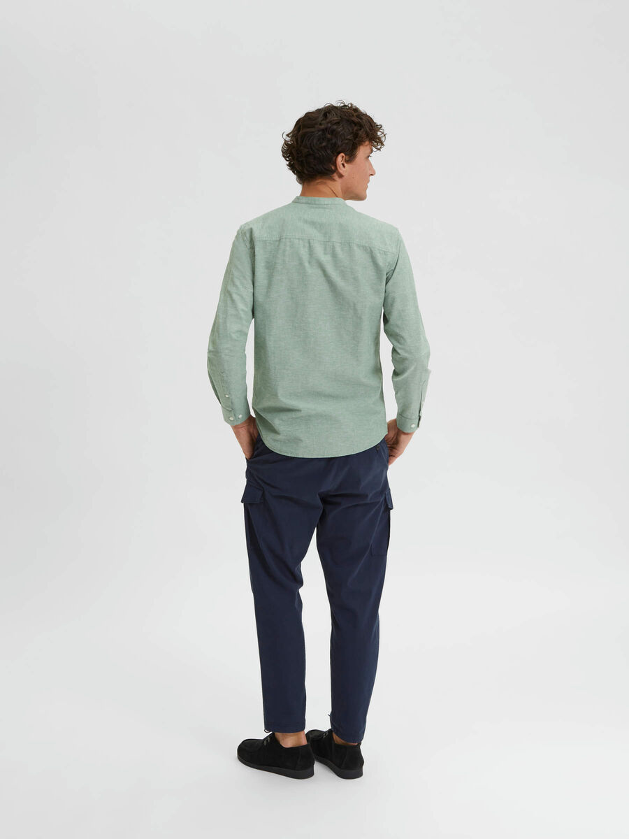 Selected LONG SLEEVED LINEN SHIRT, Dark Ivy, highres - 16079058_DarkIvy_004.jpg