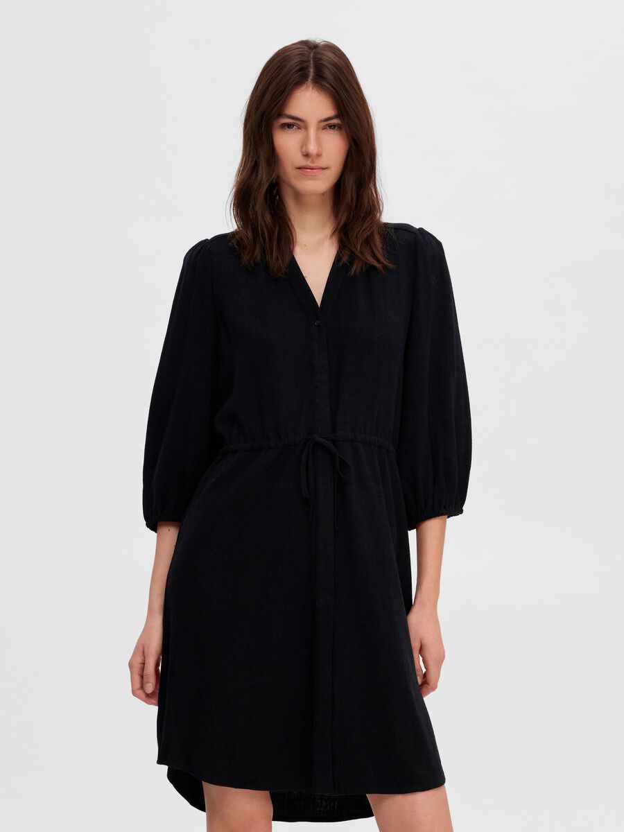 Selected MÉLANGE DE LIN MINI-ROBE, Black, highres - 16090921_Black_003.jpg