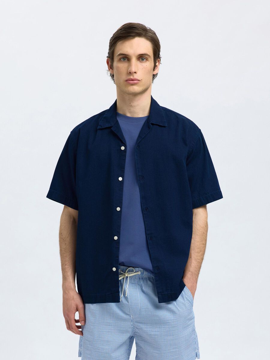 Selected PRENDA DE MANGA CORTA CAMISA VAQUERA, Dark Blue Denim, highres - 16097694_DarkBlueDenim_003.jpg