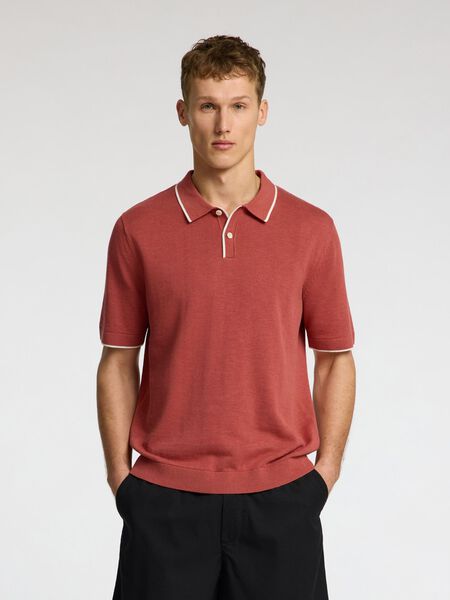 Selected KNITTED  POLO SHIRT, Etruscan Red, highres - 16096391_EtruscanRed_1168001_003.jpg