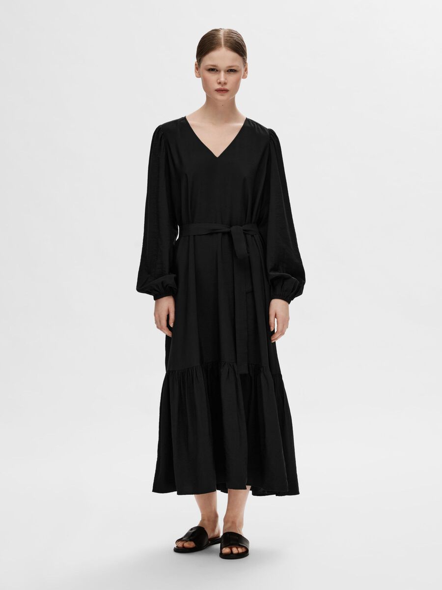 Selected BELTED MAXI DRESS, Black, highres - 16095449_Black_003.jpg