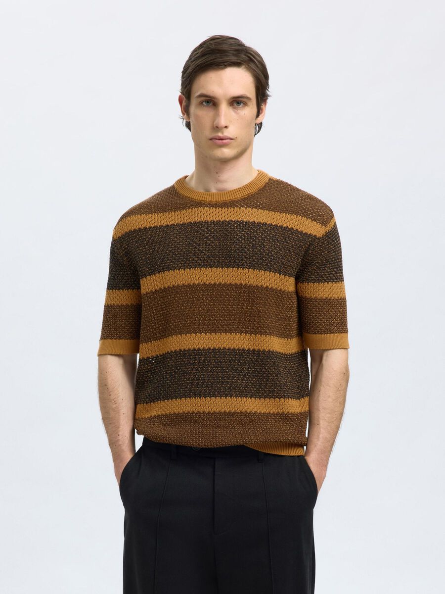 Selected SHORT SLEEVED KNITTED TOP, Chipmunk, highres - 16097853_Chipmunk_1185411_003.jpg