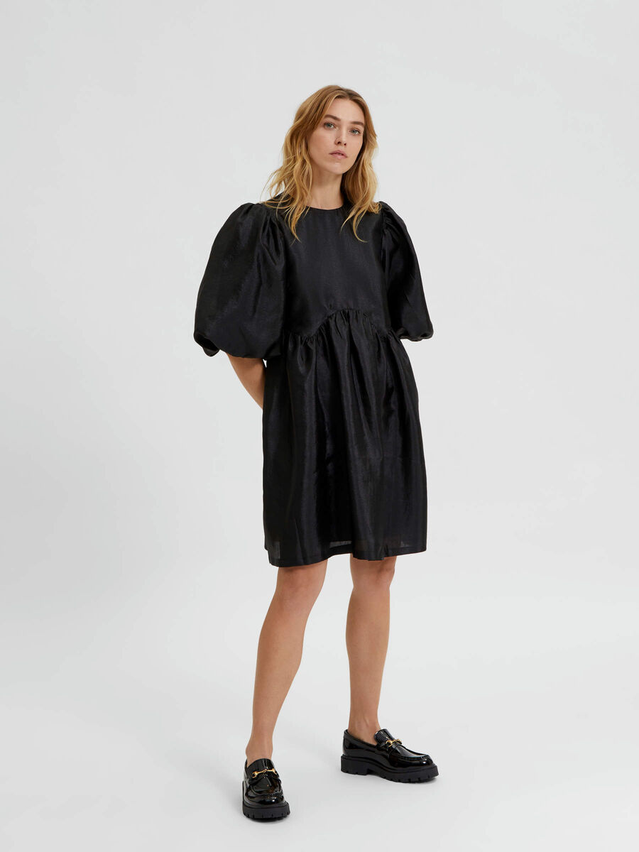 Selected MANCHES BOUFFANTES MINI-ROBE, Black, highres - 16086897_Black_005.jpg