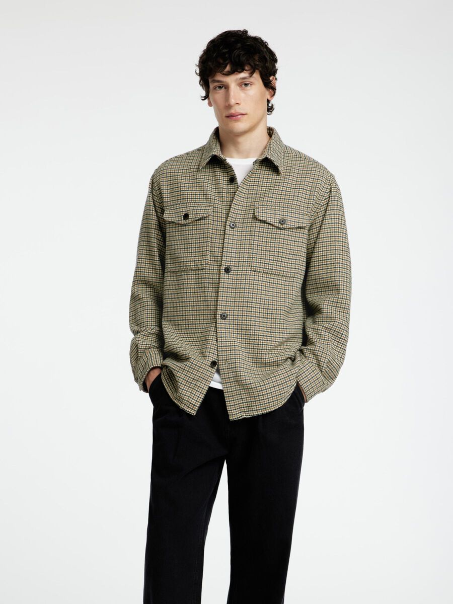 Selected PLAID OVERSHIRT, Putty, highres - 16086503_Putty_1135235_003.jpg