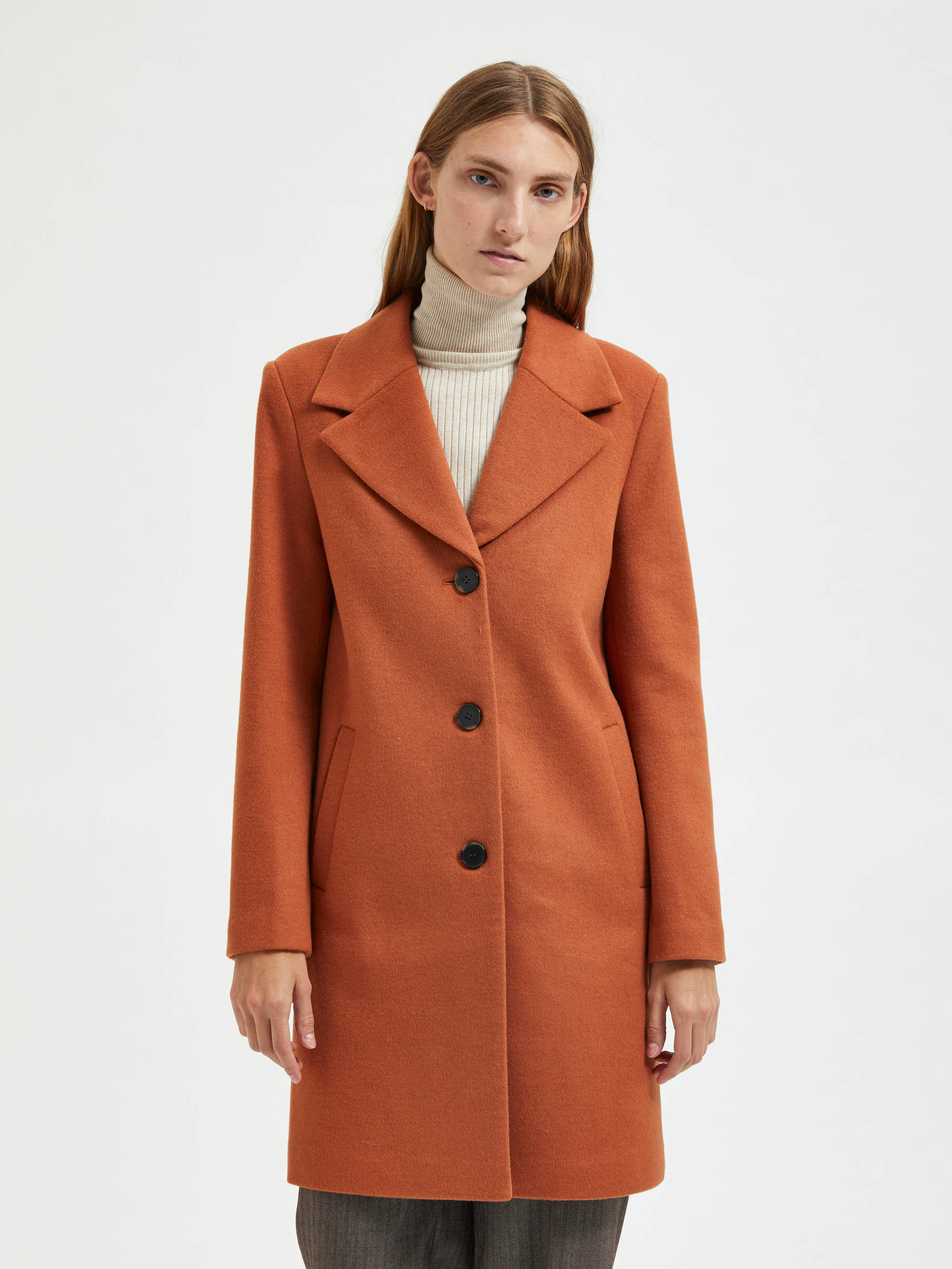 SINGLE BREASTED COAT Brown SELECTED FEMME