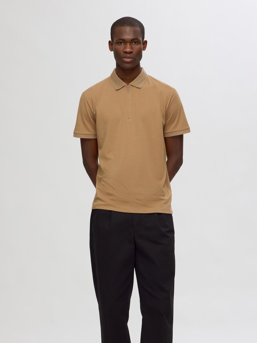 Selected ZIPPER POLO SHIRT, Kelp, highres - 16079026_Kelp_003.jpg