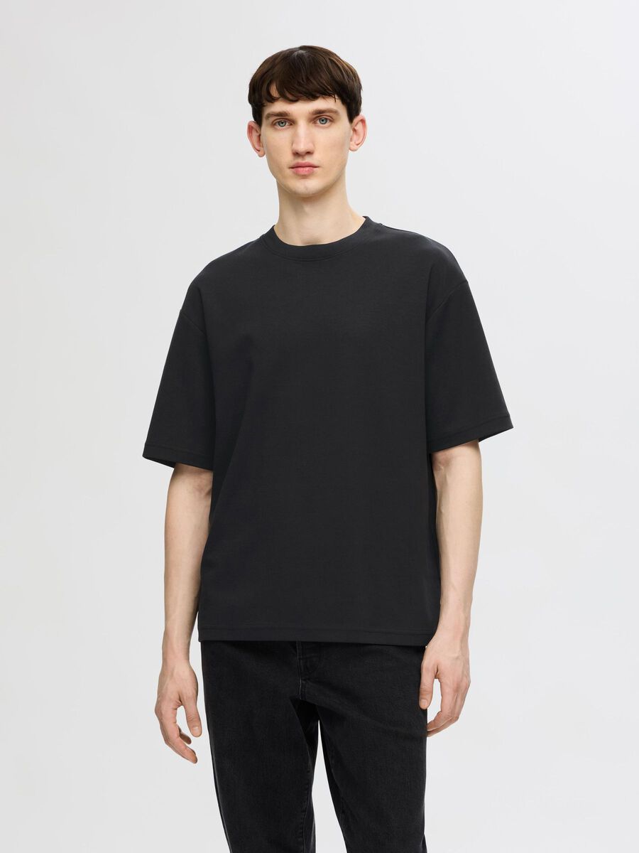 Selected LOOSE FIT T-SHIRT, Black, highres - 16094143_Black_003.jpg