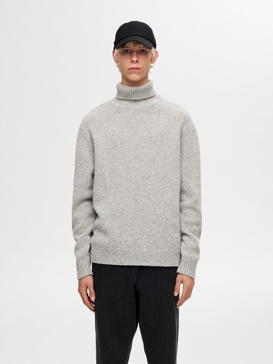 Selected WOOL BLEND ROLL NECK PULLOVER, Light Grey Melange, highres - 16094649_LightGreyMelange_003.jpg