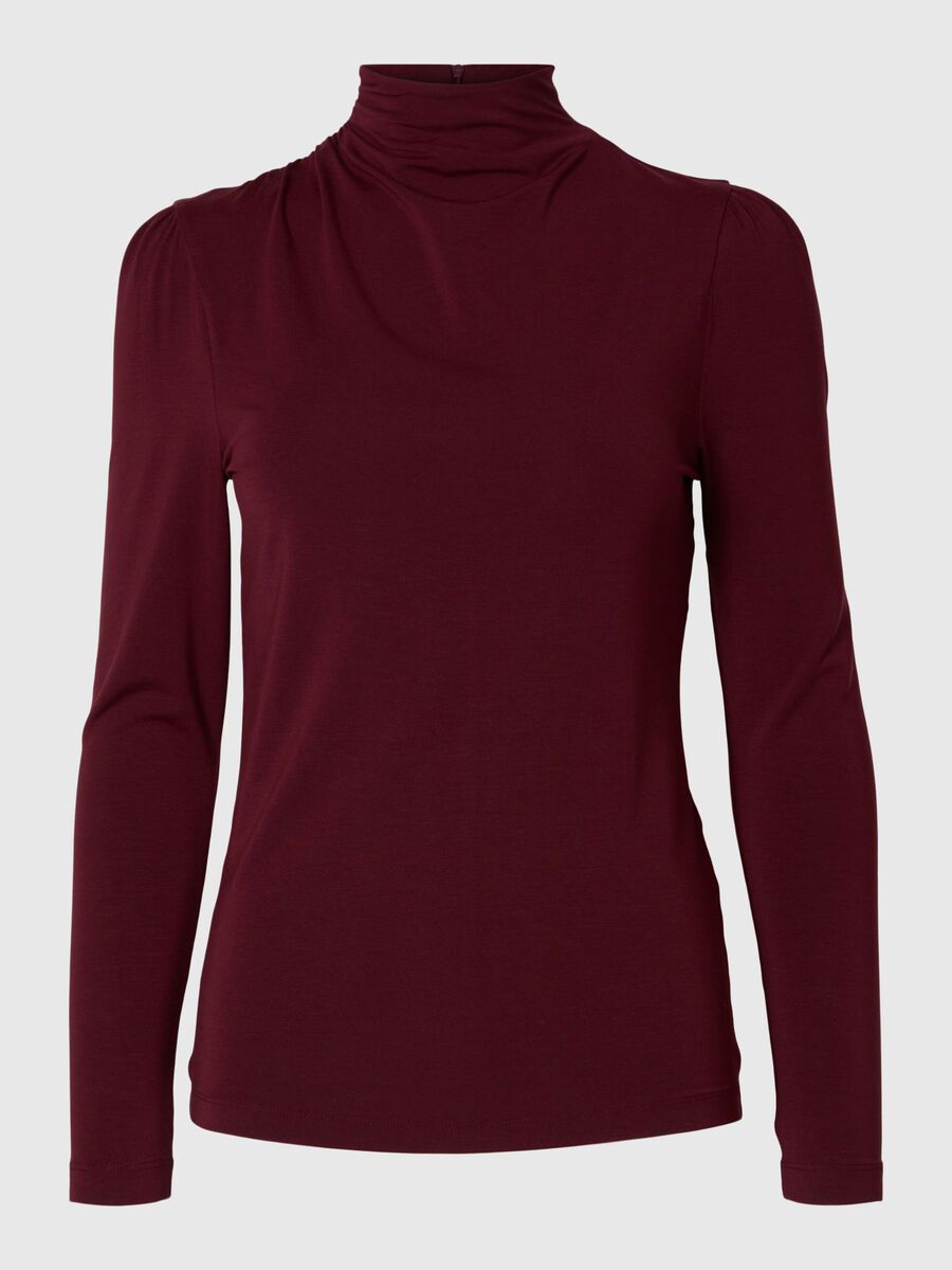 Selected DRAPED LONG SLEEVED TOP, Zinfandel, highres - 16095800_Zinfandel_001.jpg