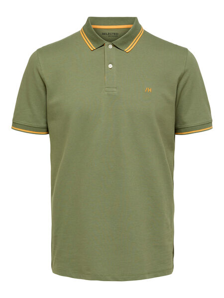 Selected SHORT SLEEVED POLO SHIRT, Olivine, highres - 16085911_Olivine_956245_001.jpg