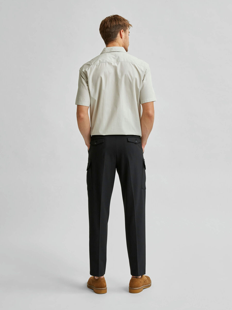 Selected SLIM TAPERED FIT CARGO TROUSERS, Black, highres - 16078228_Black_004.jpg