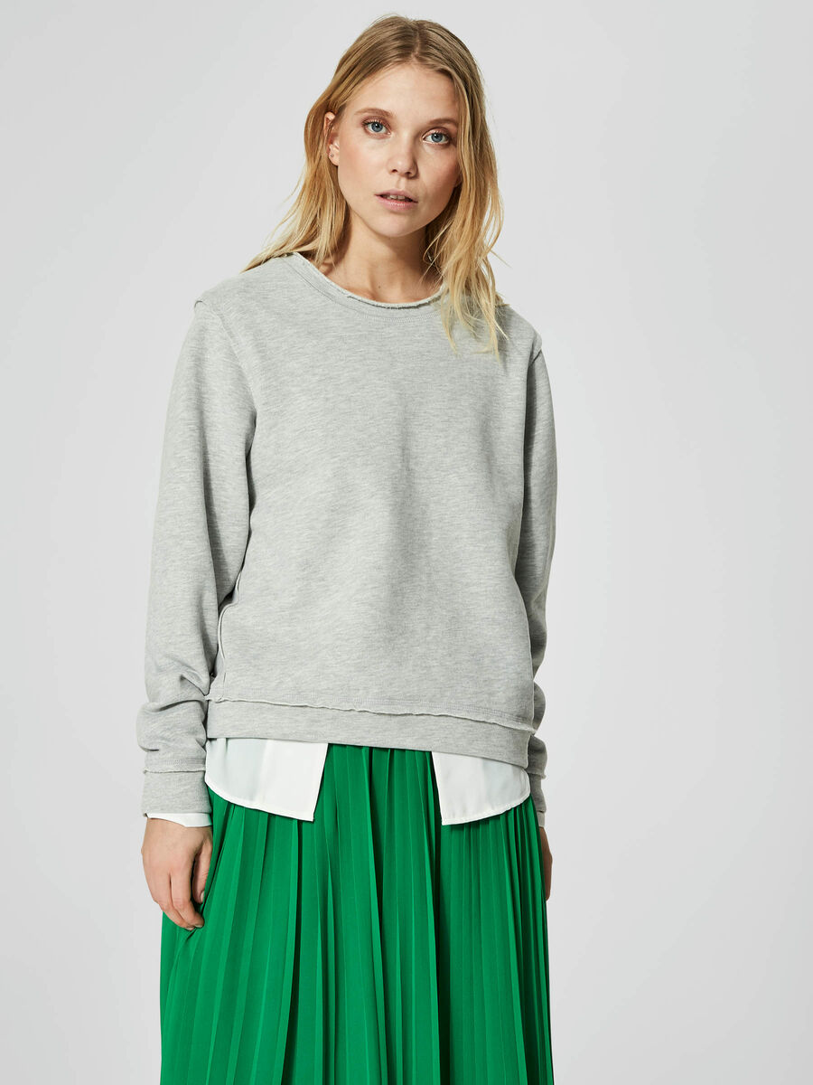 Selected LOOSE FIT - SWEATSHIRT, Light Grey Melange, highres - 16060911_LightGreyMelange_003.jpg