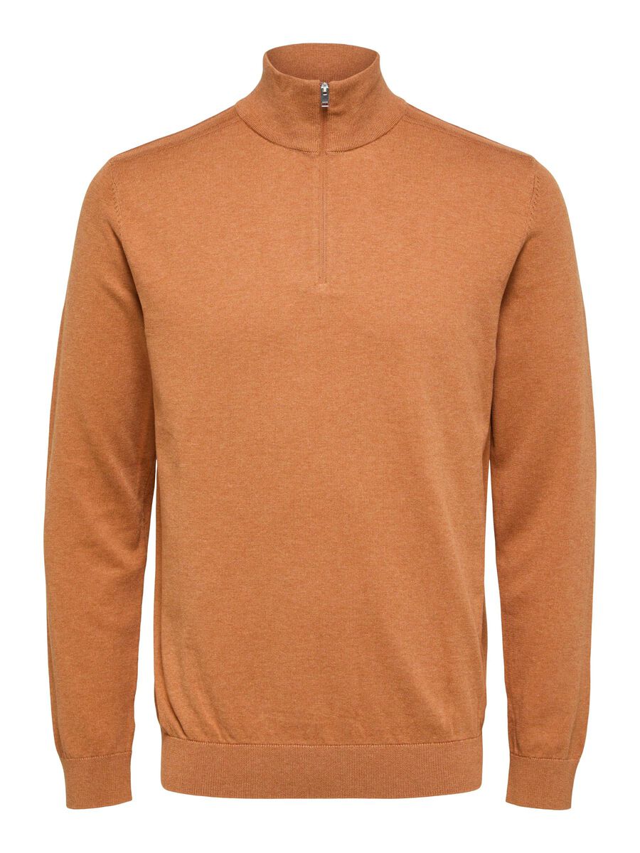 Selected HALF ZIP - KNITTED CARDIGAN, Bombay Brown, highres - 16074687_BombayBrown_779218_001.jpg