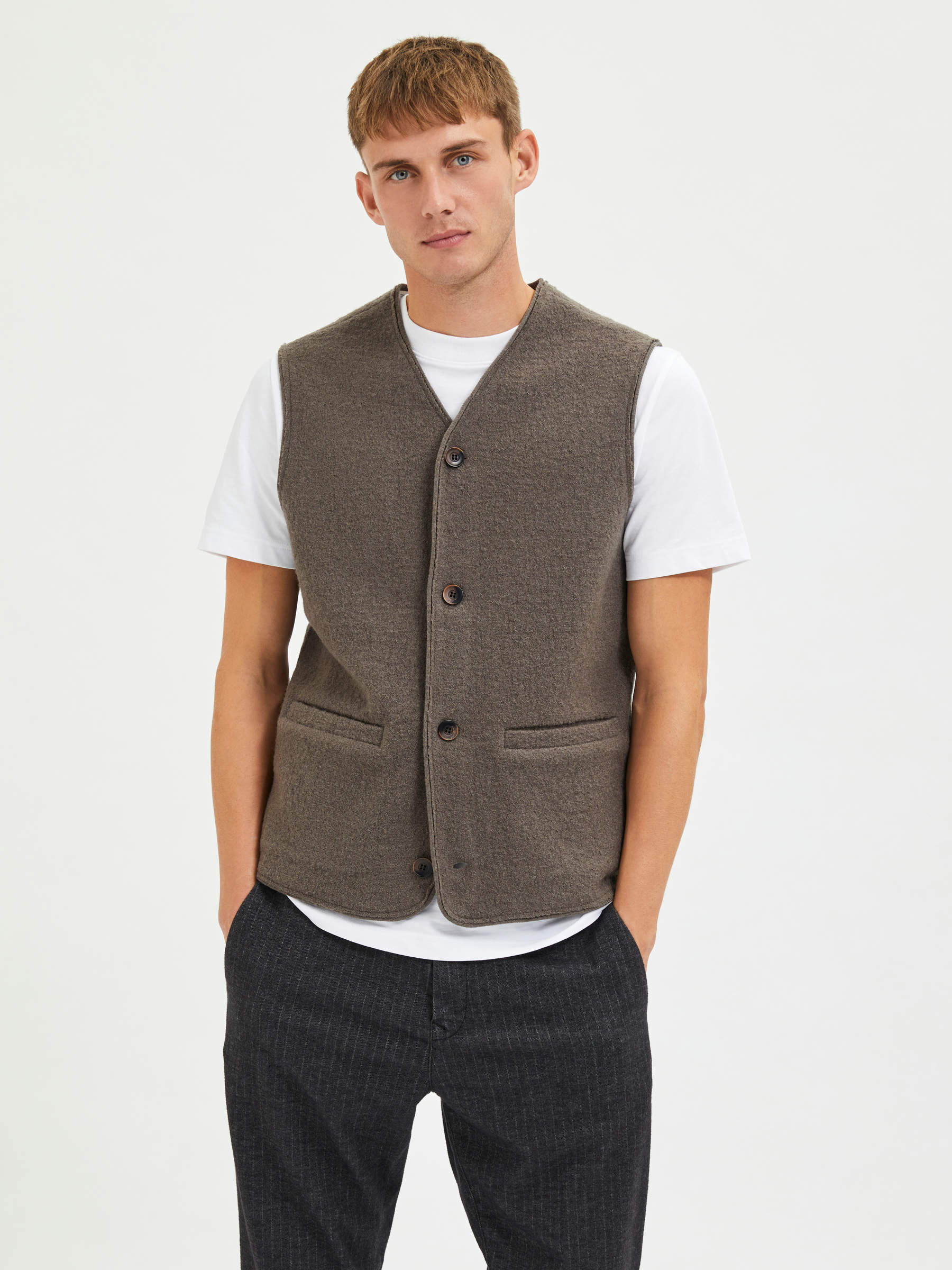 LAINE BOUILLIE GILET SANS MANCHES Gris SELECTED HOMME