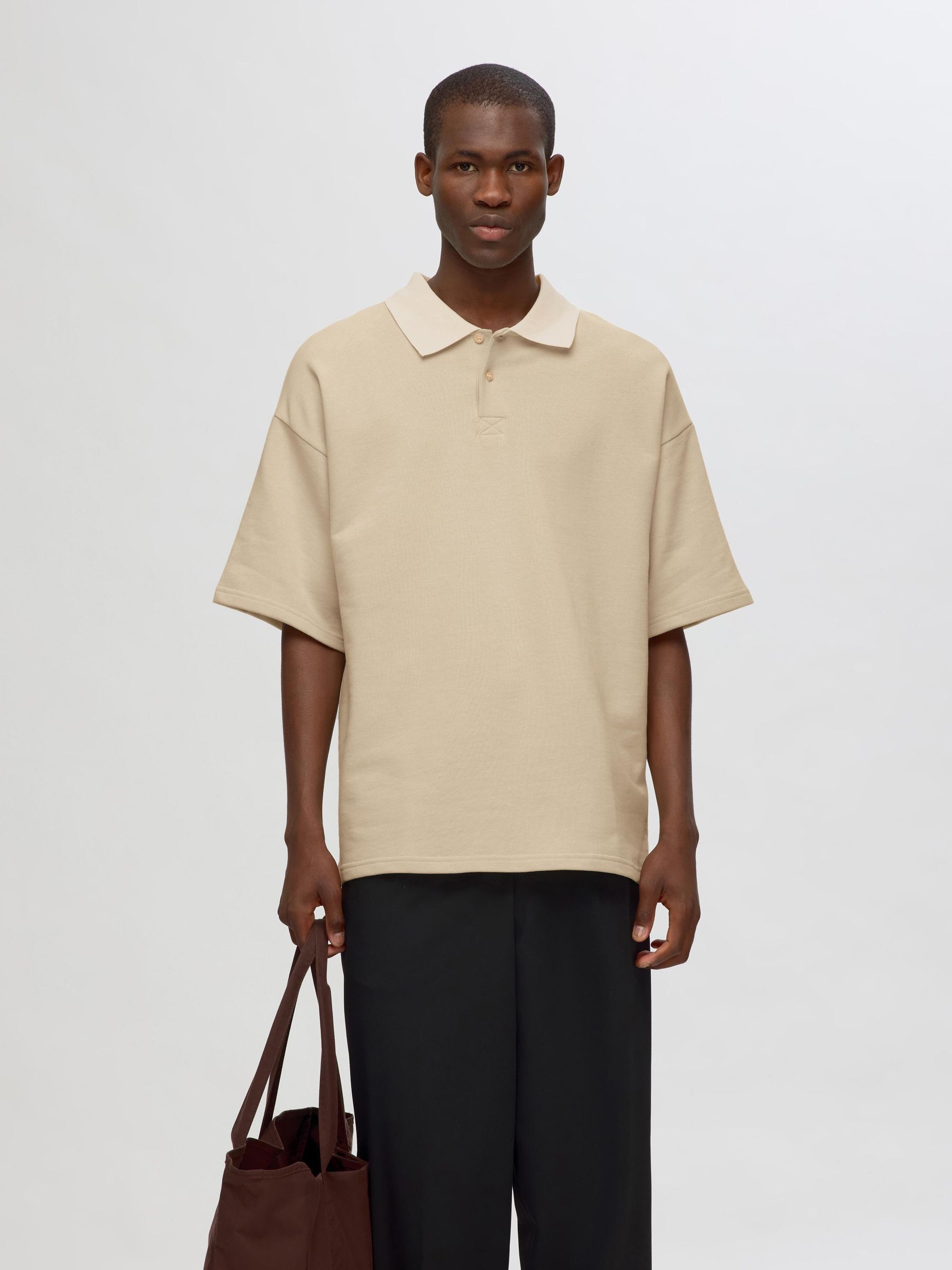 BOXY FIT POLO SHIRT Grey SELECTED HOMME