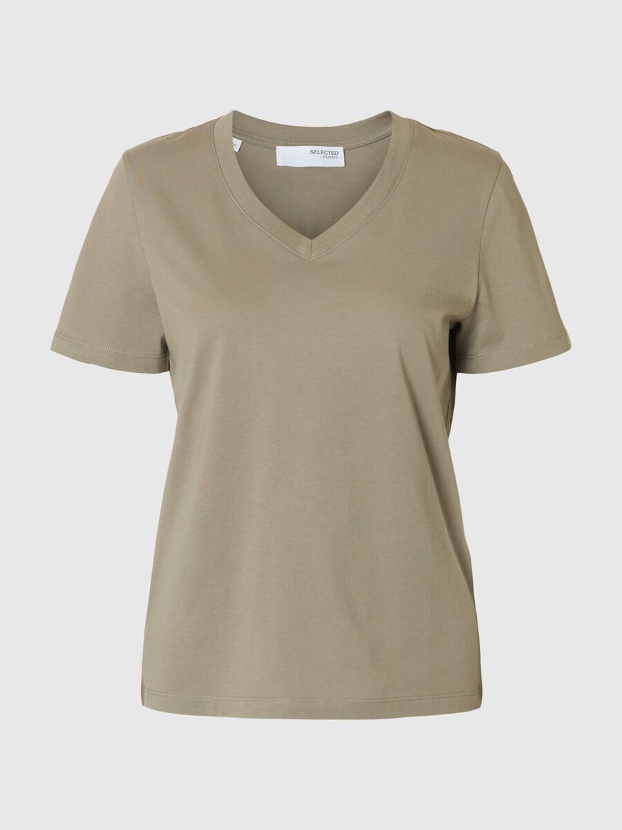 Selected KLASSISCHES V-NECK T-SHIRT, Vetiver, highres - 16087922_Vetiver_001.jpg