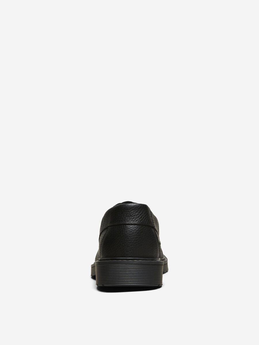 Selected LEATHER BOAT SHOES, Black, highres - 16078793_Black_004.jpg