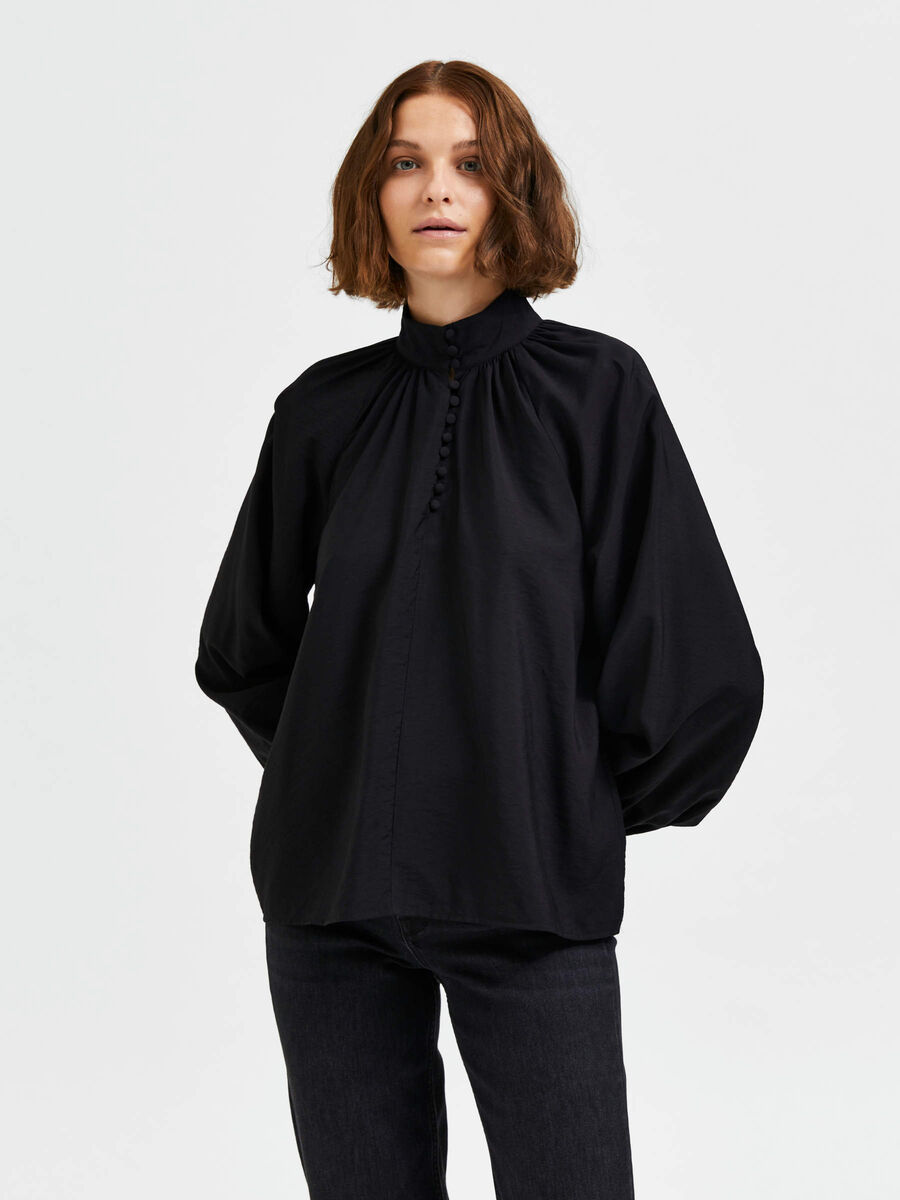 Selected VOLUMINEUX BLOUSE À MANCHES LONGUES, Black, highres - 16086584_Black_003.jpg