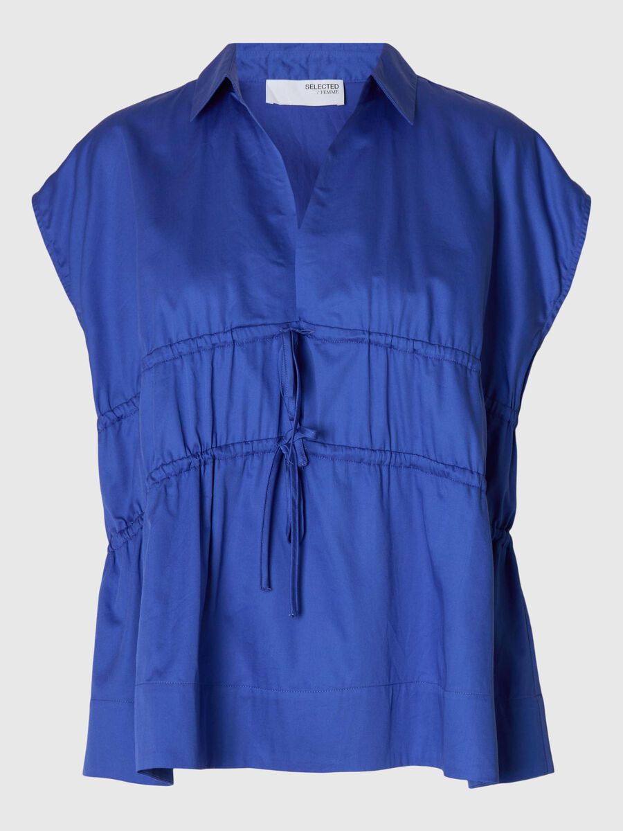 Selected TIE FRONT V-NECK TOP, Dazzling Blue, highres - 16097800_DazzlingBlue_001.jpg