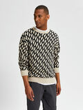 Selected JACQUARD PATTERN KNITTED PULLOVER, Oatmeal, highres - 16081043_Oatmeal_891085_003.jpg