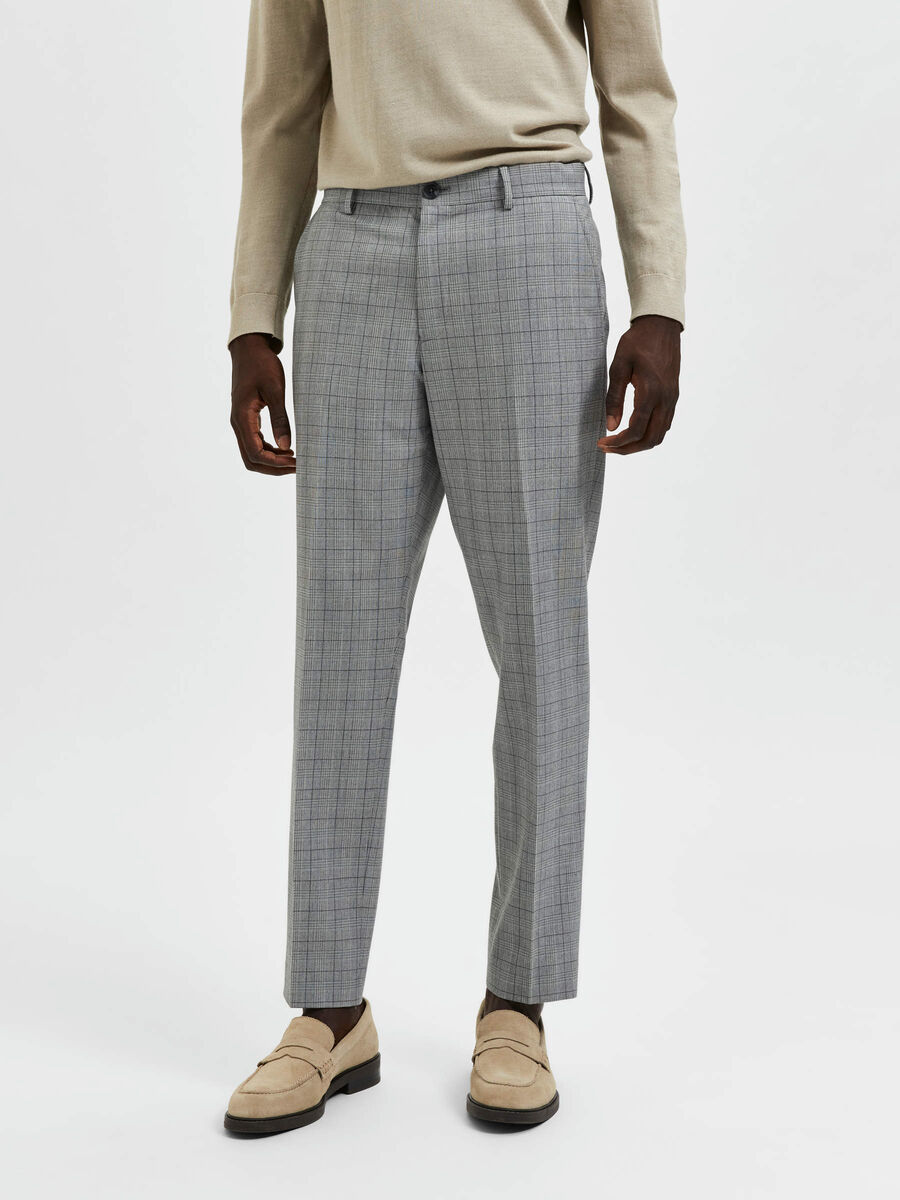 Selected VISCOSE BLEND CHECKED TROUSERS, Light Grey Melange, highres - 16087750_LightGreyMelange_984169_003.jpg