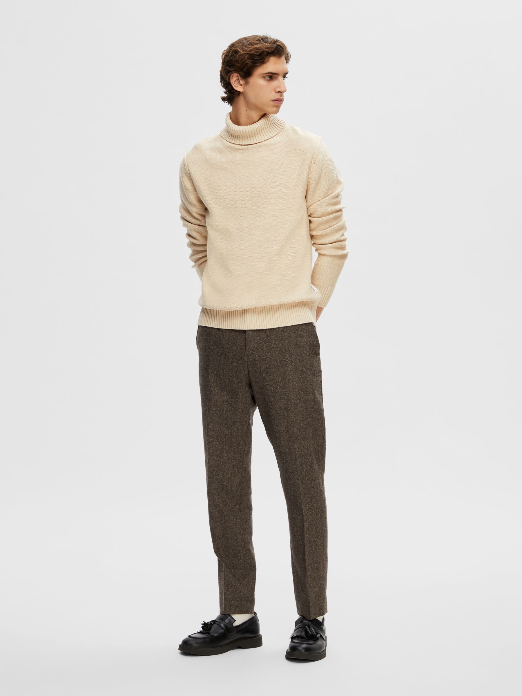 ROLL NECK JUMPER Beige SELECTED HOMME