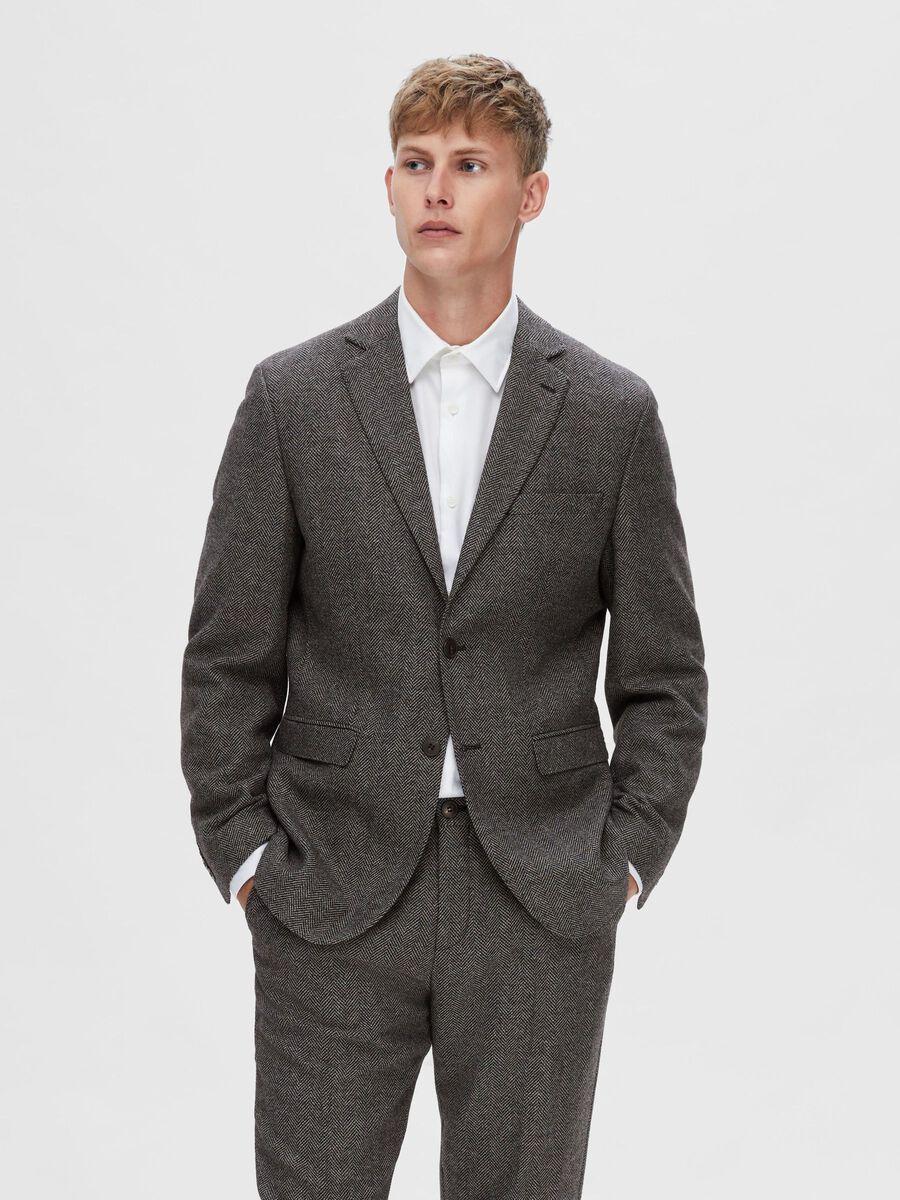 Selected HERRINGBONE PATTERN BLAZER, Granite Grey, highres - 16090938_GraniteGrey_1052896_003.jpg