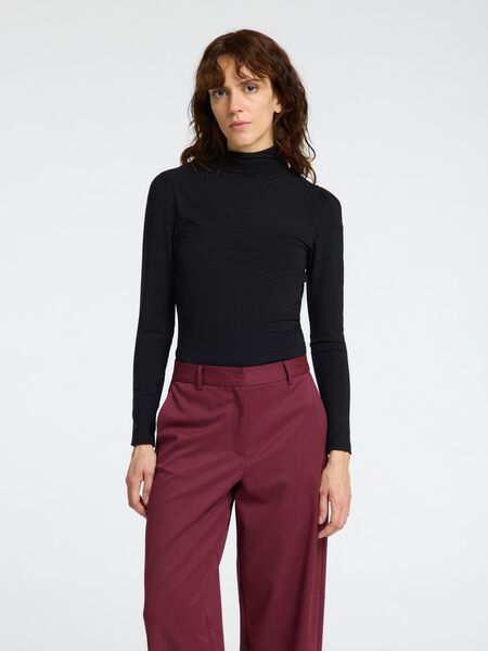 Selected DRAPED LONG SLEEVED TOP, Black, highres - 16095800_Black_003.jpg