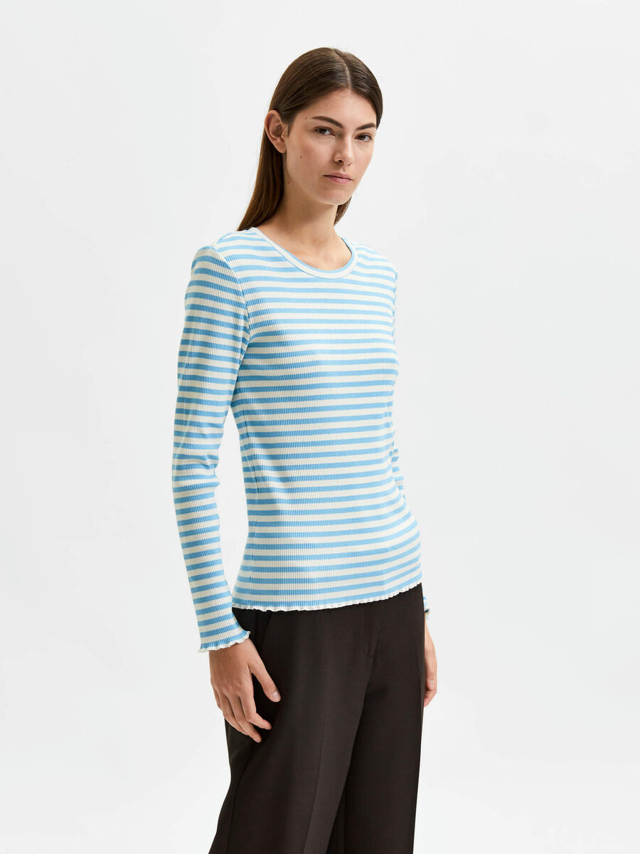 Selected STRIPED - LONG-SLEEVED T-SHIRT, Alaskan Blue, highres - 16077379_AlaskanBlue_820709_003.jpg