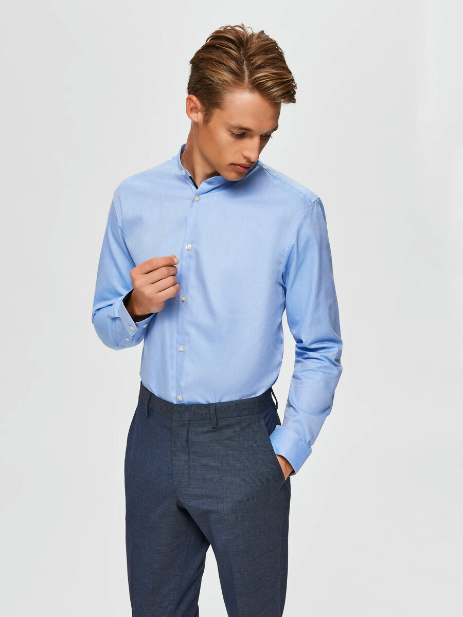 Selected MANDARIN COLLAR - SHIRT, Light Blue, highres - 16075810_LightBlue_003.jpg