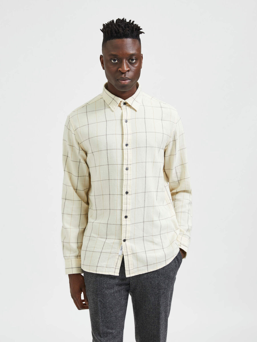 Selected CHECKED SHIRT, Cloud Cream, highres - 16086540_CloudCream_967385_003.jpg