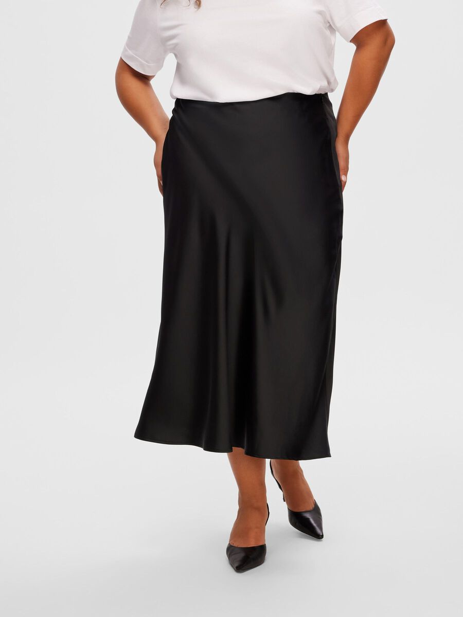 Selected SATIN MIDIROCK, Black, highres - 16091486_Black_002.jpg