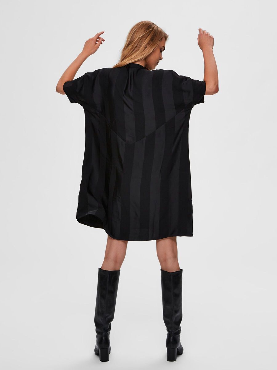Selected OVERSIZED SATIN MINI DRESS, Black, highres - 16068194_Black_004.jpg
