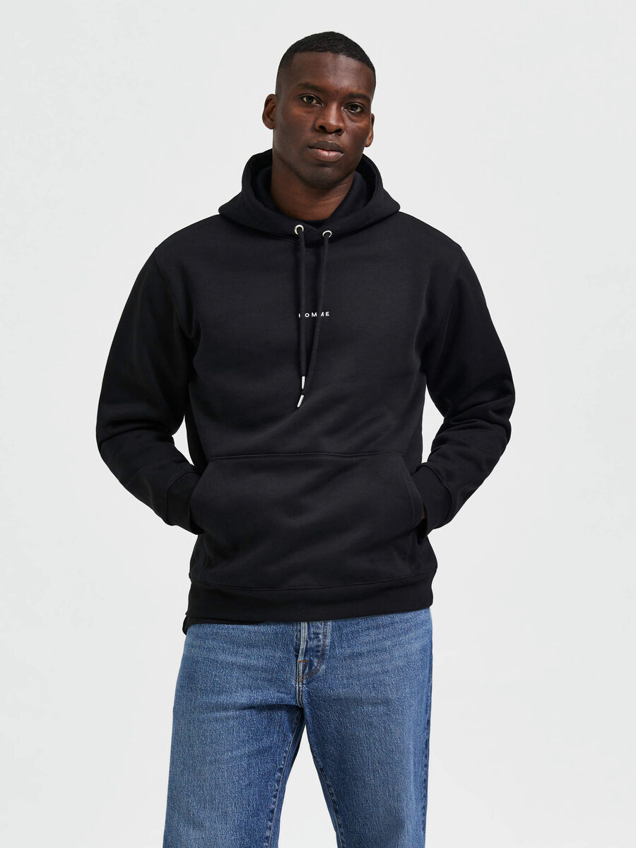 Selected LANGÄRMELIGER HOODIE, Black, highres - 16085886_Black_003.jpg