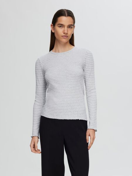 Selected À RAYURES T-SHIRT À MANCHES LONGUES, Light Grey Melange, highres - 16078946_LightGreyMelange_841417_003.jpg