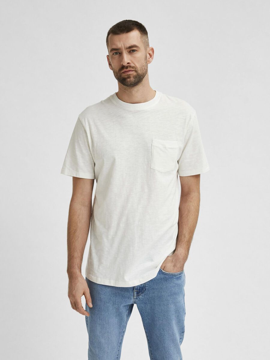 Selected REGULAR FIT BRUSTTASCHE T-SHIRT, Egret, highres - 16077329_Egret_003.jpg