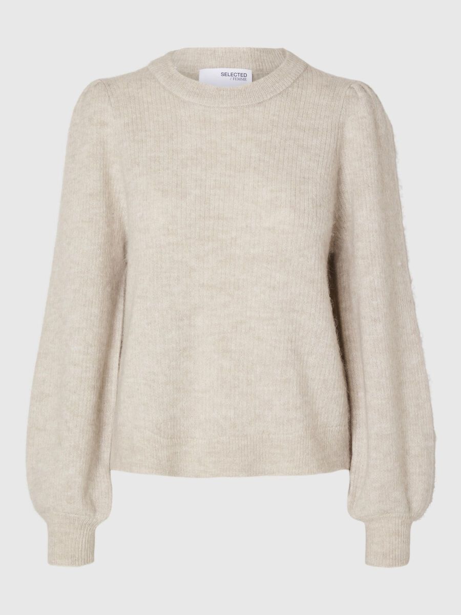 Selected WOOL BLEND KNITTED JUMPER, Birch, highres - 16094355_Birch_1117299_001.jpg