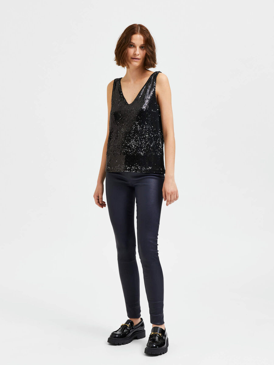 Selected LAMB SKINN LEGGINGS, Dark Sapphire, highres - 16054544_DarkSapphire_005.jpg