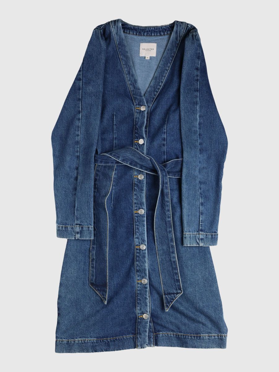 Selected BELTED - DENIM DRESS, Dark Blue Denim, highres - 80000139_DarkBlueDenim_001.jpg