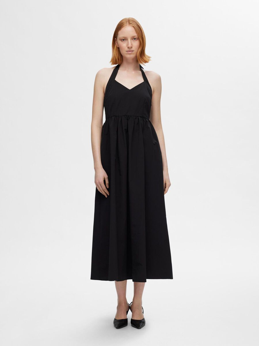 Selected SLEEVELESS HALTERNECK DRESS, Black, highres - 16095149_Black_005.jpg