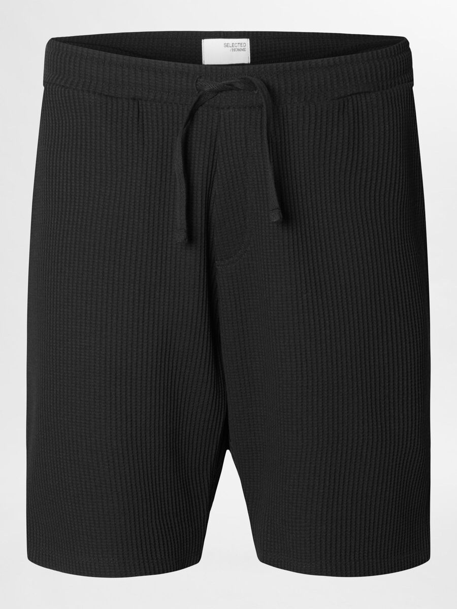 Selected WAFFELSTRUKTUR SHORTS, Black, highres - 16094897_Black_001.jpg