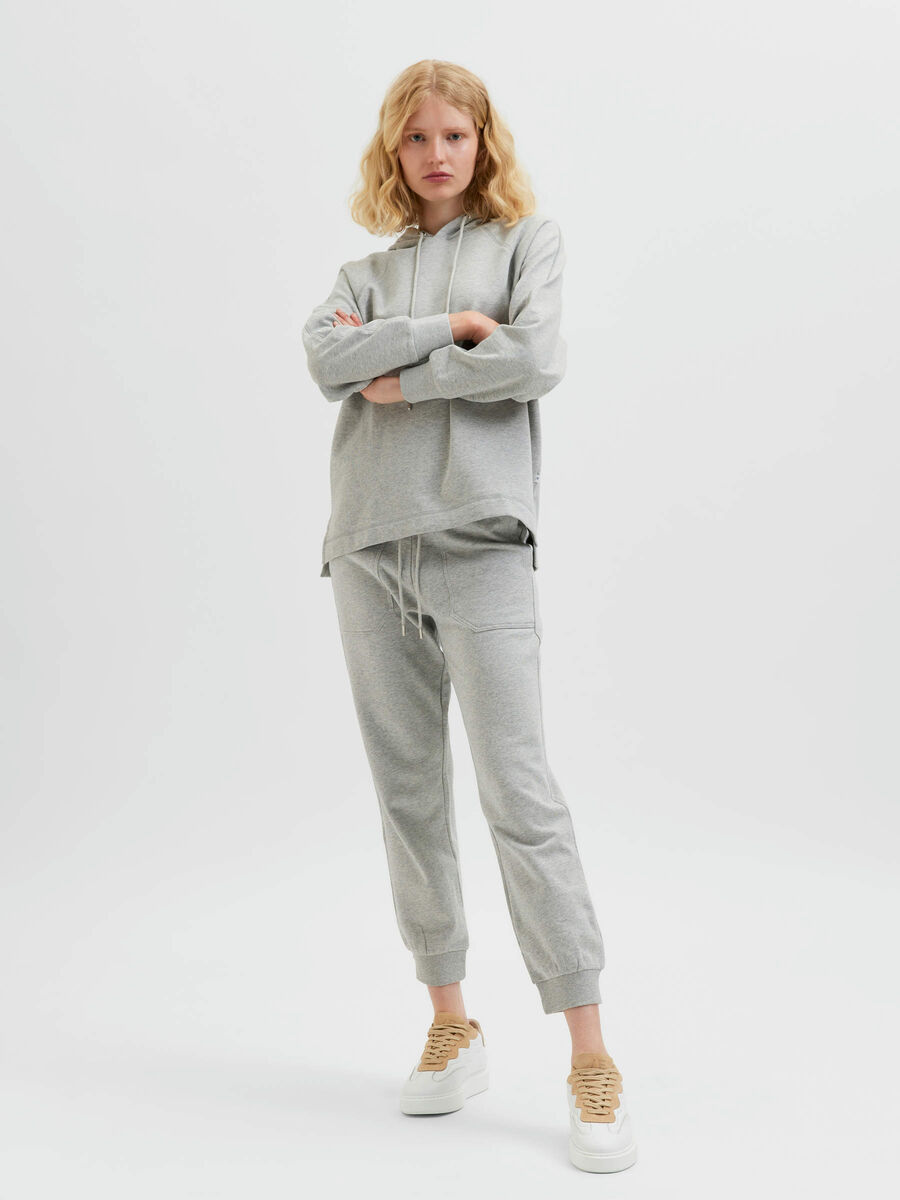 Selected PETITE ORGANIC COTTON SELECTED STANDARDS SWEATPANTS, Light Grey Melange, highres - 16082451_LightGreyMelange_005.jpg