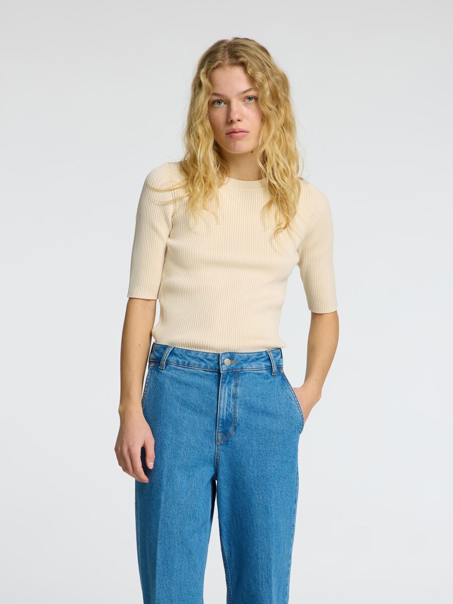 Selected VISCOSE BLEND KNITTED TOP, Birch, highres - 16095486_Birch_003.jpg