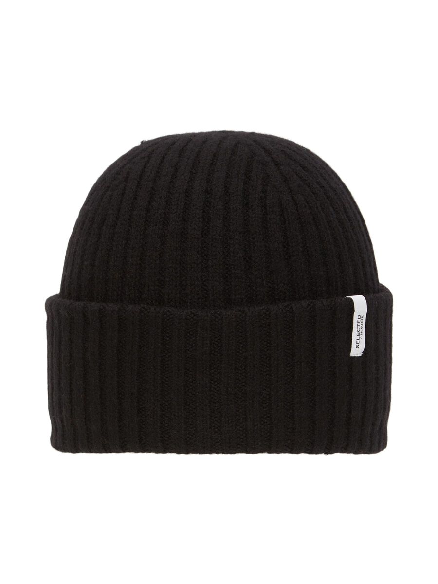 Selected MERINO WOOL BEANIE, Black, highres - 16064168_Black_001.jpg