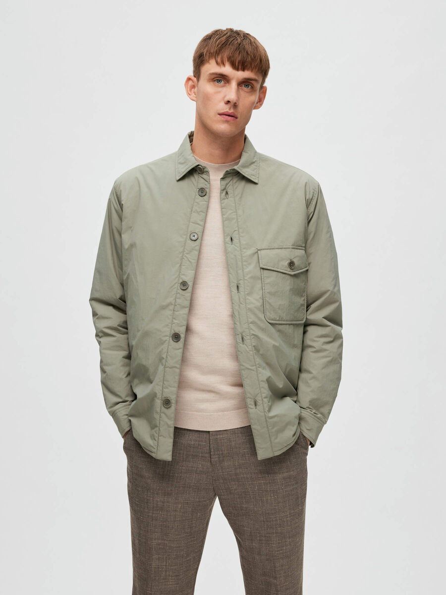 resistencia Casco Diálogo DISEÑO ACOLCHADO CAMISA TIPO CHAQUETA (Green) | Selected®