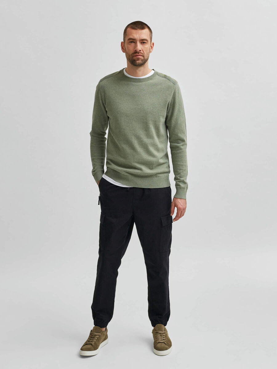 Selected ORGANIC COTTON CREW NECK PULLOVER, Aluminum, highres - 16079115_Aluminum_844056_005.jpg