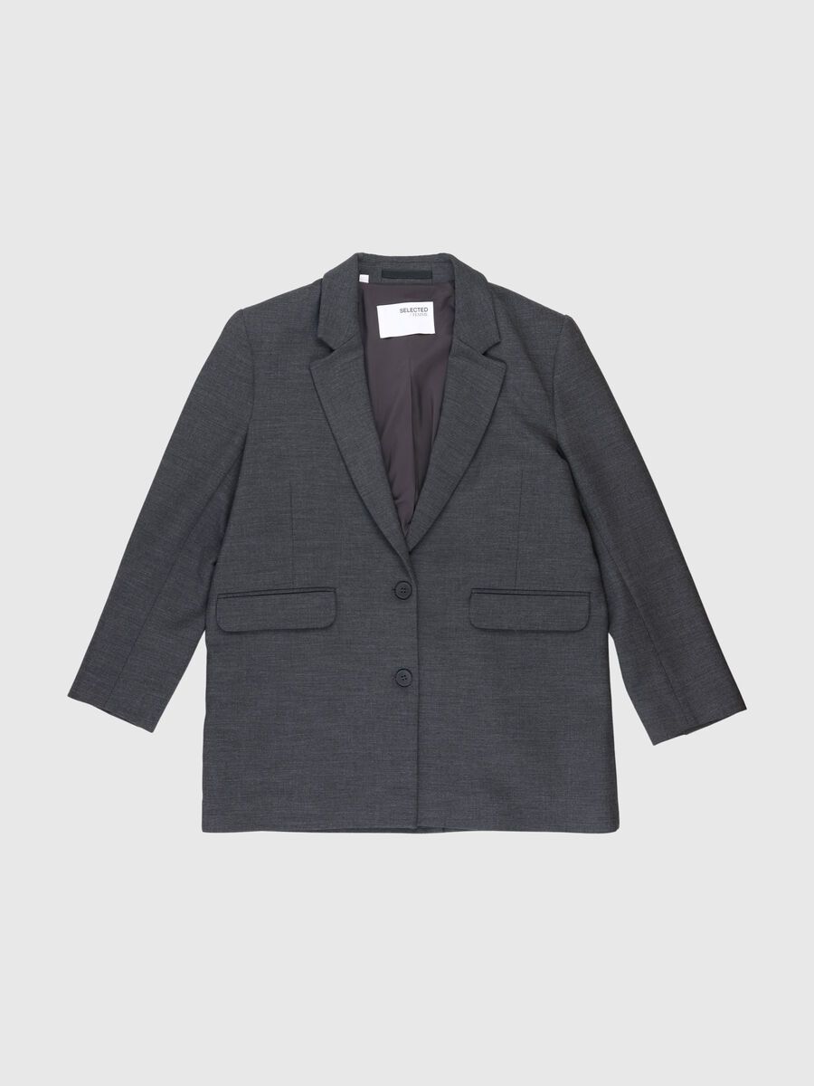 Selected VISCOSE BLEND RELAXED BLAZER, Dark Grey Melange, highres - 80000209_DarkGreyMelange_001.jpg