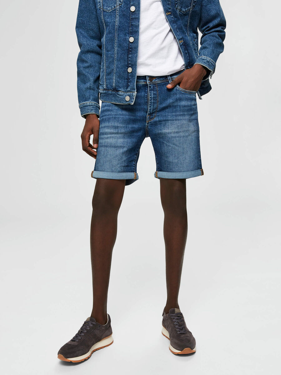 Selected SUPER STRETCH - DENIM SHORTS, Medium Blue Denim, highres - 16071938_MediumBlueDenim_003.jpg