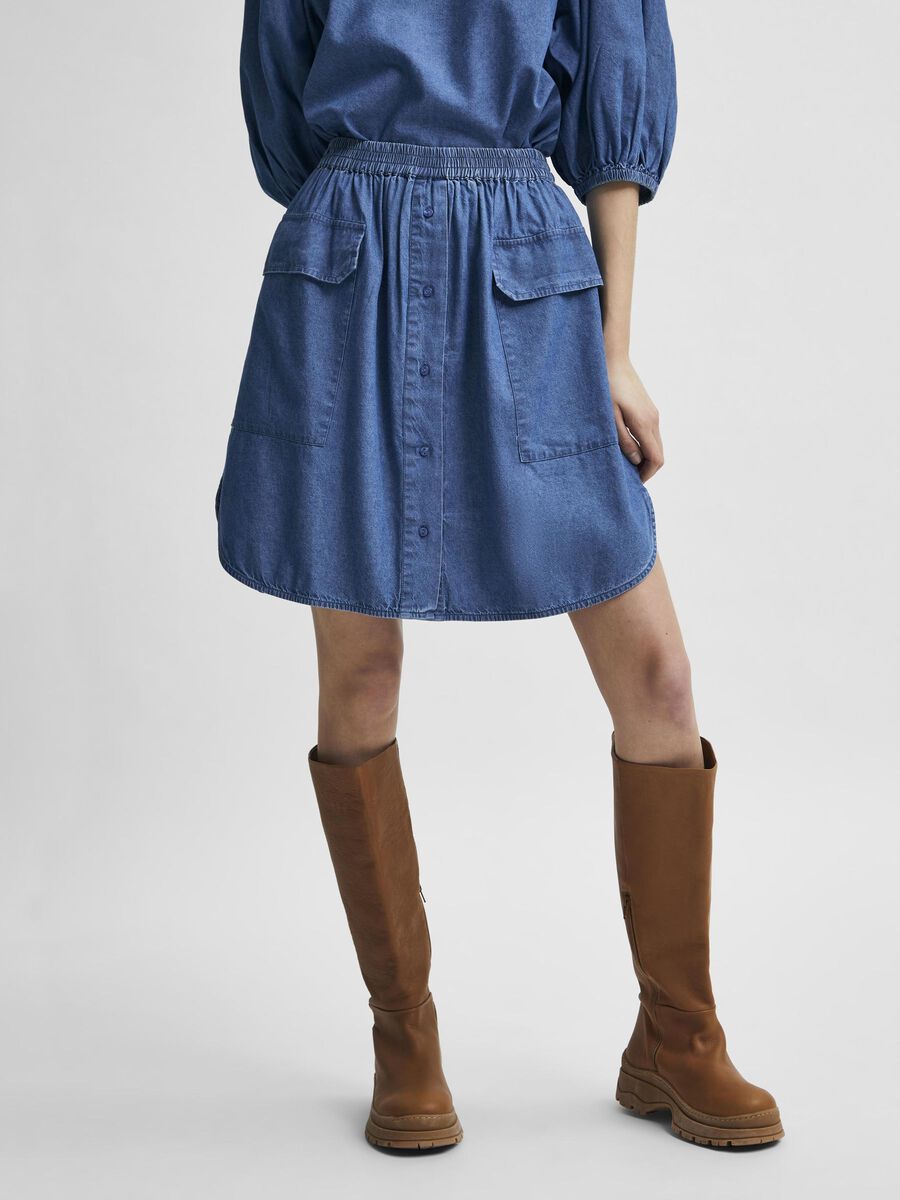 Selected TENCEL™ LYOCELL CHAMBRAY ROK, Medium Blue Denim, highres - 16078956_MediumBlueDenim_003.jpg