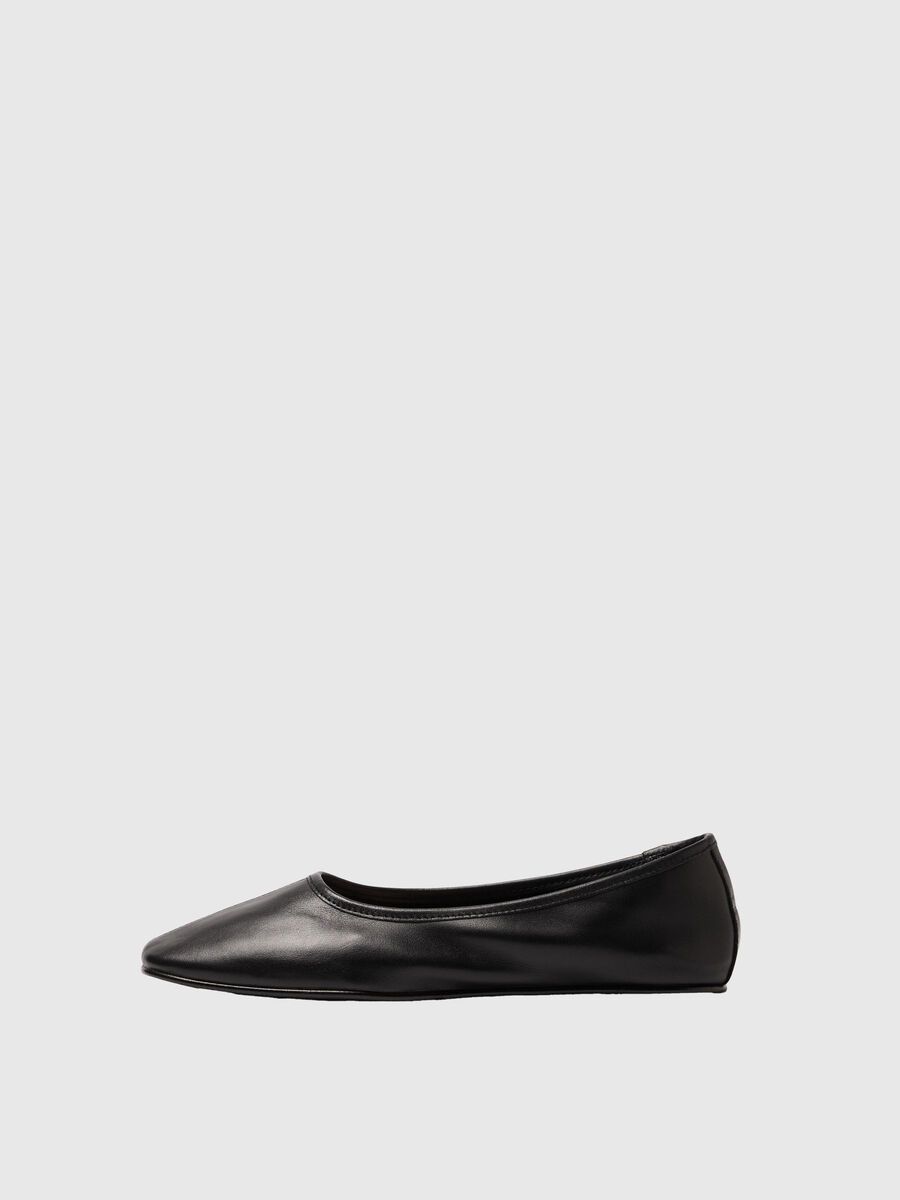 Selected CUIR BALLERINES, Black, highres - 16092704_Black_001.jpg